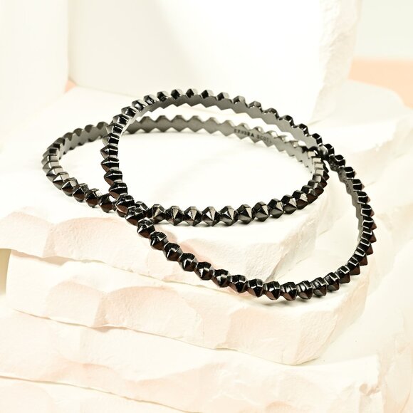 2 NWOT Kendra Scott Gun Metal Spiked Bangles Bracelets - Picture 4 of 7